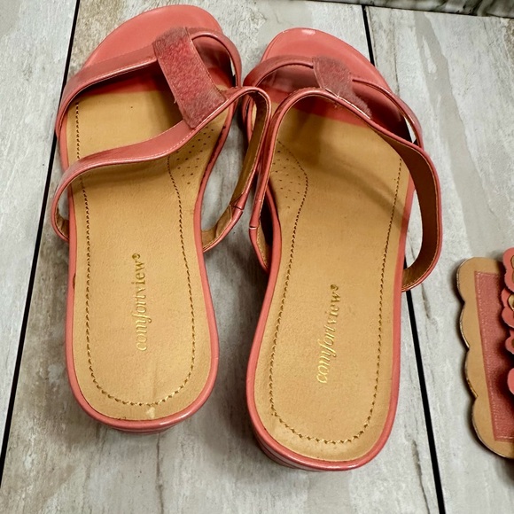 Comfortview Coral Sandals Convertible Top Design Floral Art Deco Studded Summer - Picture 8 of 12